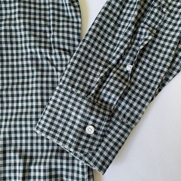J Crew Shirt Men XL Teal Gray Gingham Check Cotton Button Up Preppy Career Norm - Picture 5 of 9